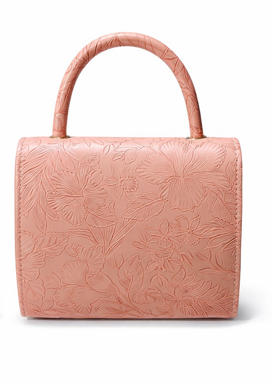 EID SALE OFFER Blush Pink Floral and warm mustard yellow or ochre tone Handbag for Women – Elegant Embossed Top Handle Purse with Gold Lock Free Home Delivery Order now  | MeroozLuxe