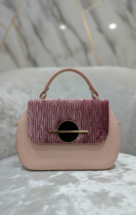 Elegant Blush Pink Velvet Handbag for Women | Luxury Party & Evening Bag