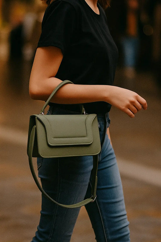 Trendy Olive Green Shoulder Bag – Minimalist Design Merooz Luxe