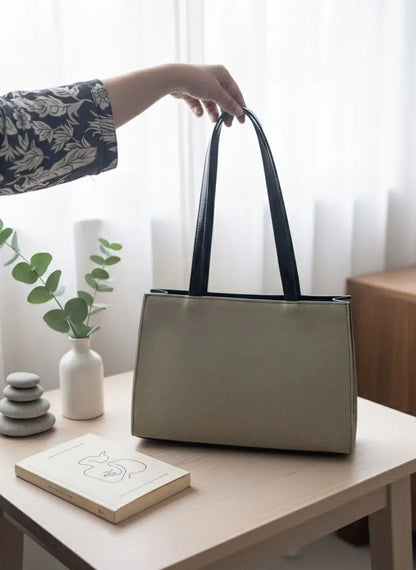 Quilted Leather Shoulder Bag | Elegant Black & Grey Tote for Women Merooz Luxe