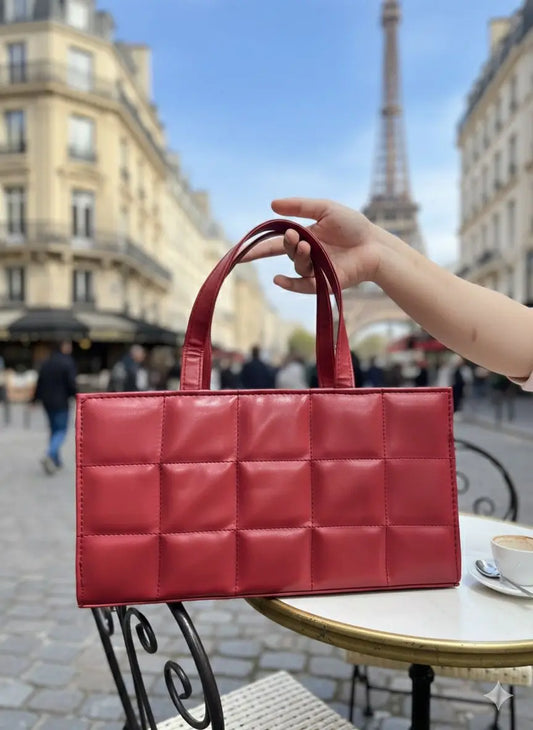 Classic Quilted Red Handbag with Gold Charm – Premium Women’s Shoulder & Tote Bag | Meeroz Luxe Merooz Luxe