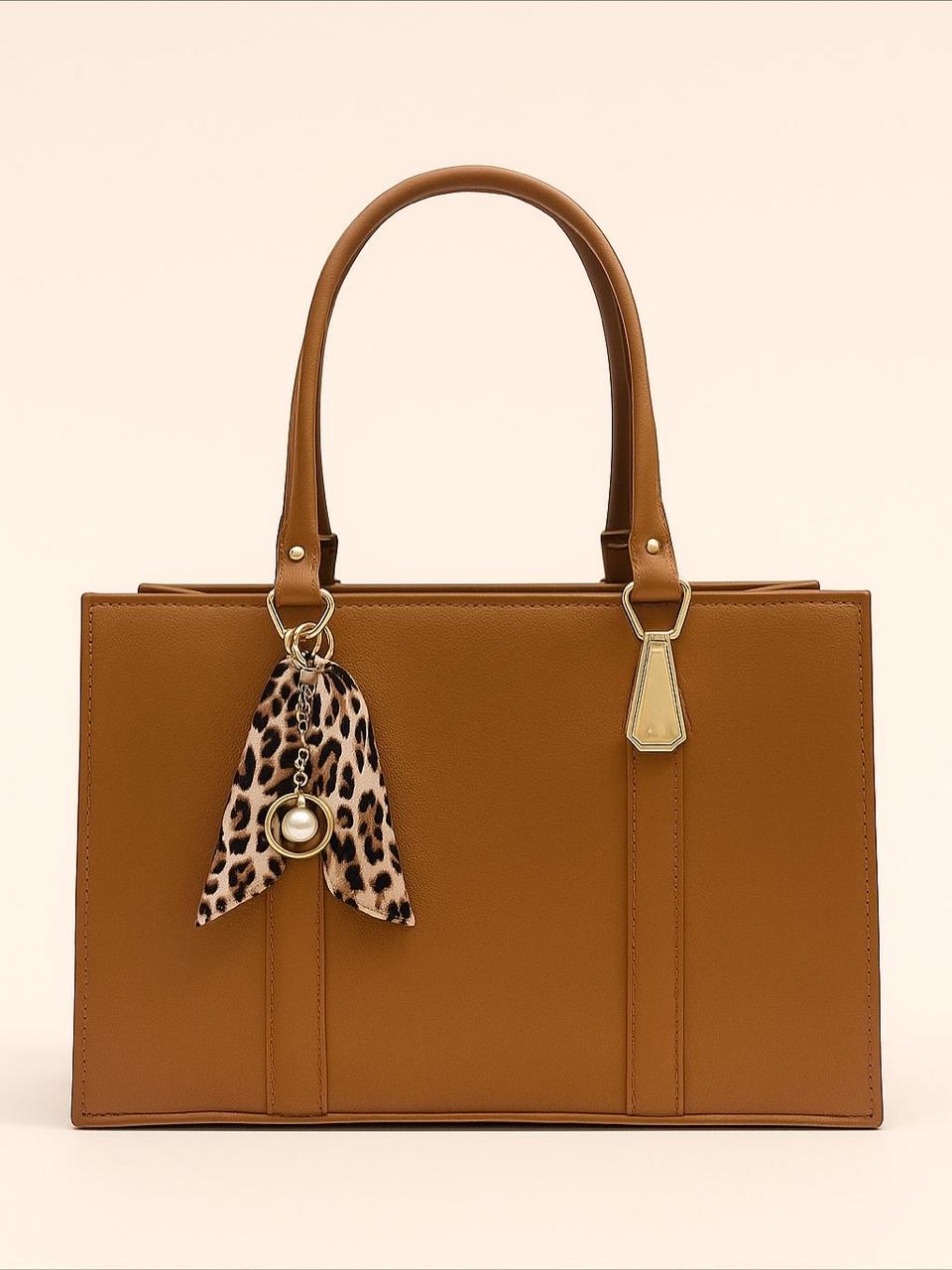 Caramel-brown rexene tote bag