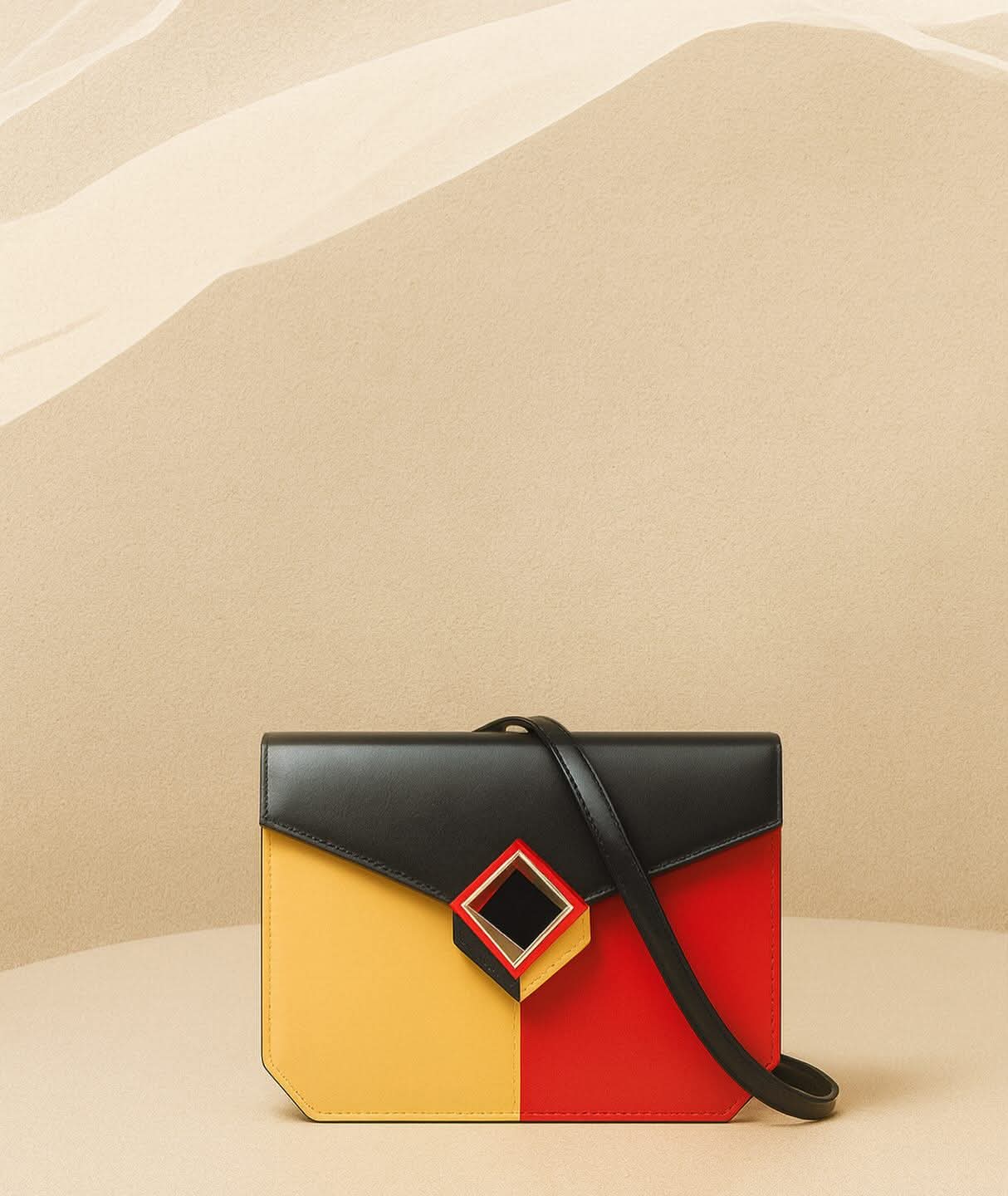 Tri-Color Geometric Crossbody Bag – Modern Stylish Shoulder Bag