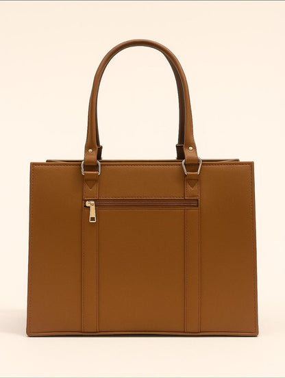 Caramel-brown rexene tote bag