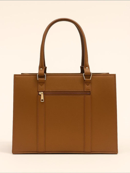 Caramel-brown rexene tote bag